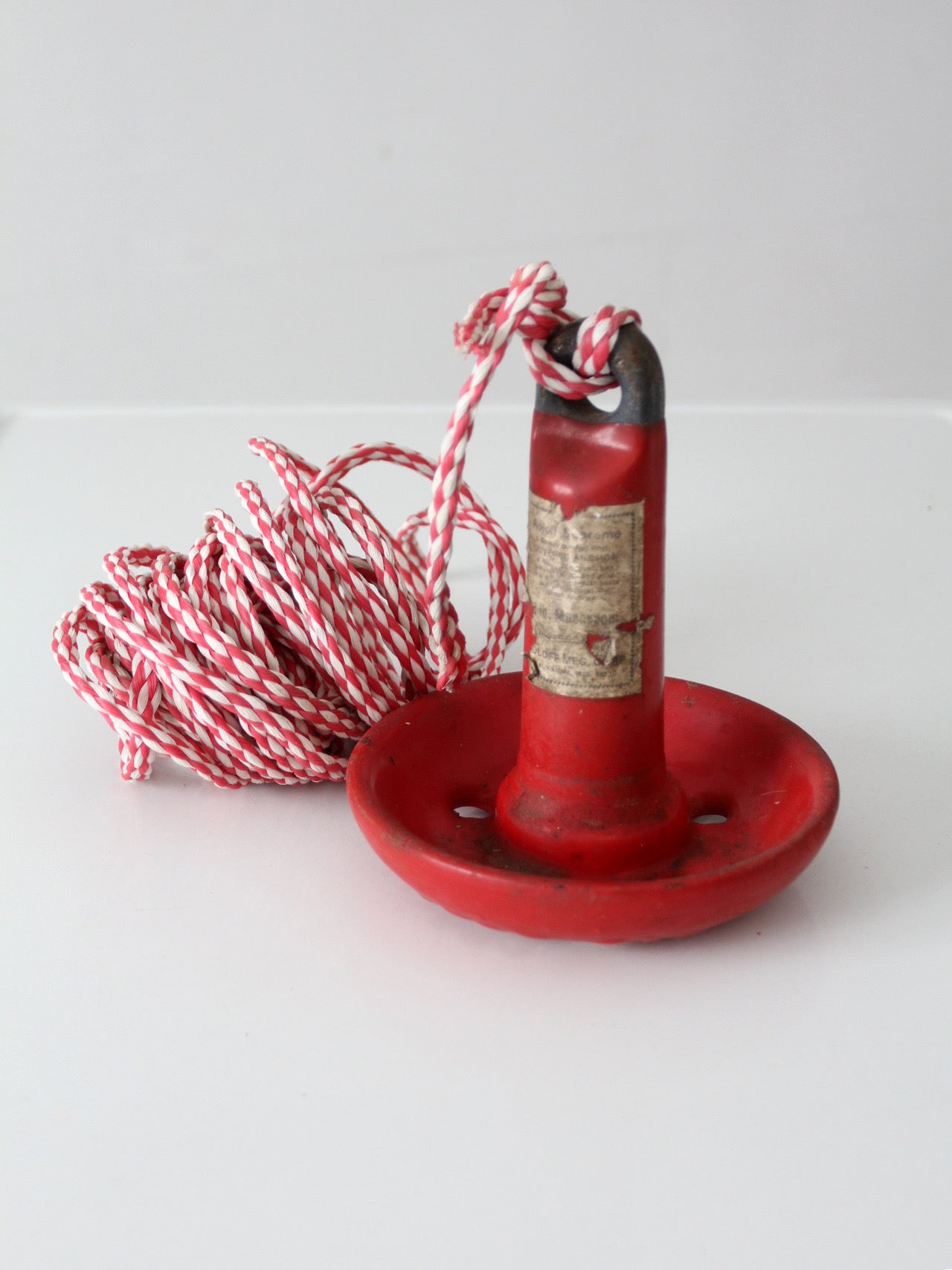 vintage Roloff Supreme red mushroom boat anchor with rope