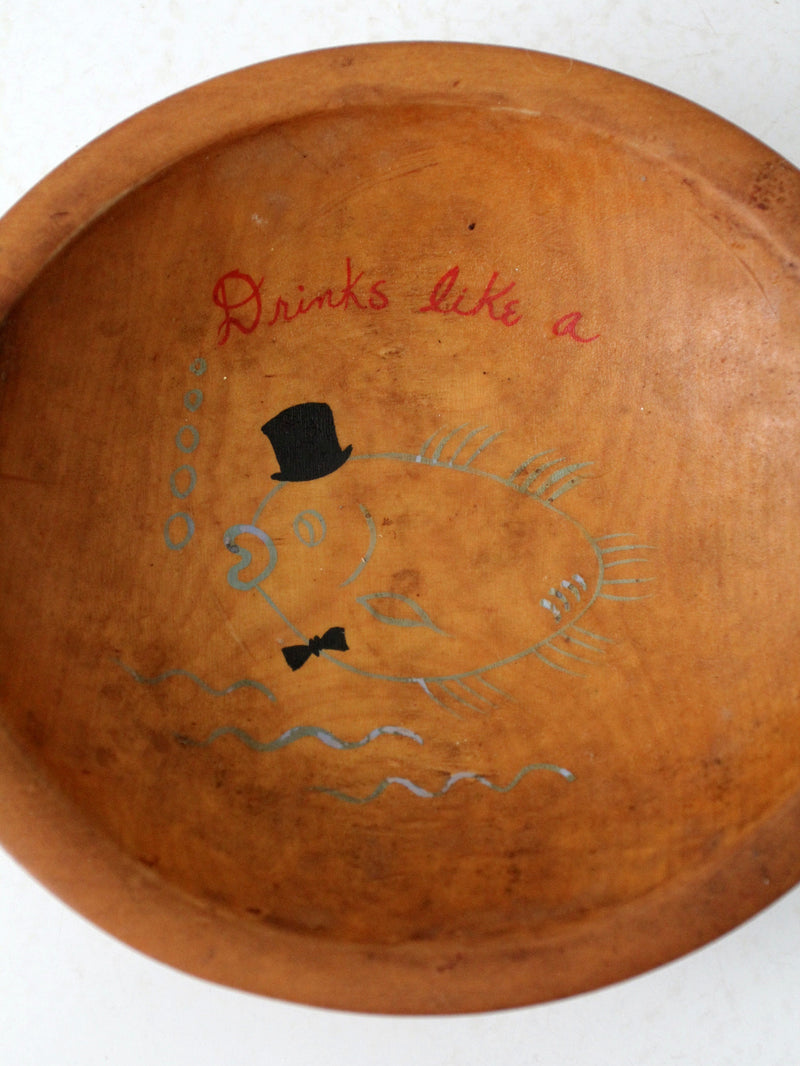 vintage hand-painted Munising wood bowl