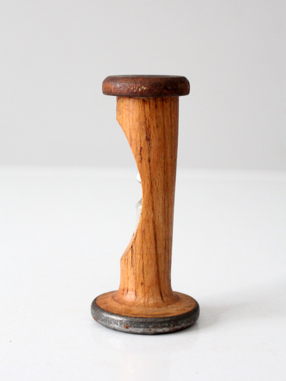 antique Roberts & Hirst wooden textile spool hourglass