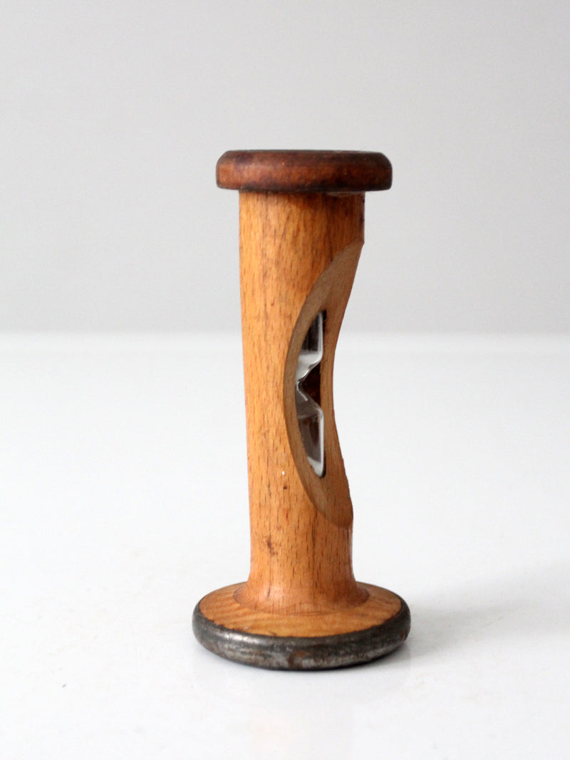 antique Roberts & Hirst wooden textile spool hourglass