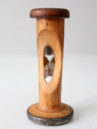 antique Roberts & Hirst wooden textile spool hourglass