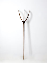 antique primitive wooden hay fork