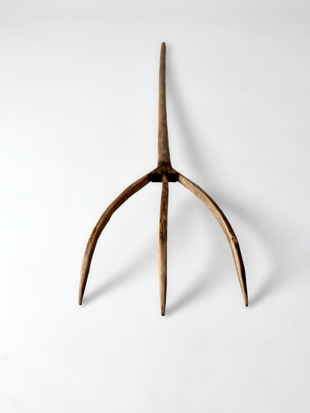 antique primitive wooden hay fork