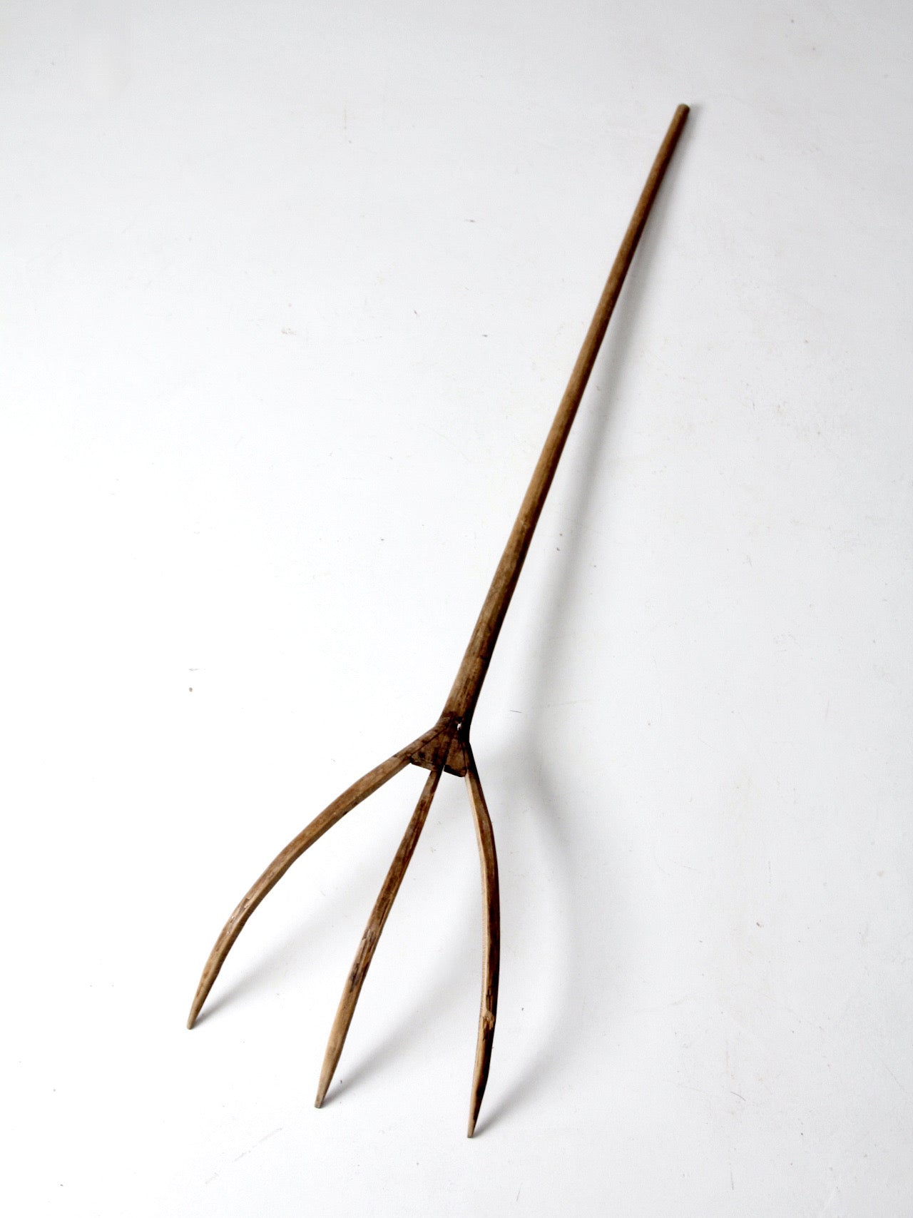 antique primitive wooden hay fork