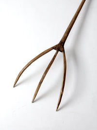 antique primitive wooden hay fork