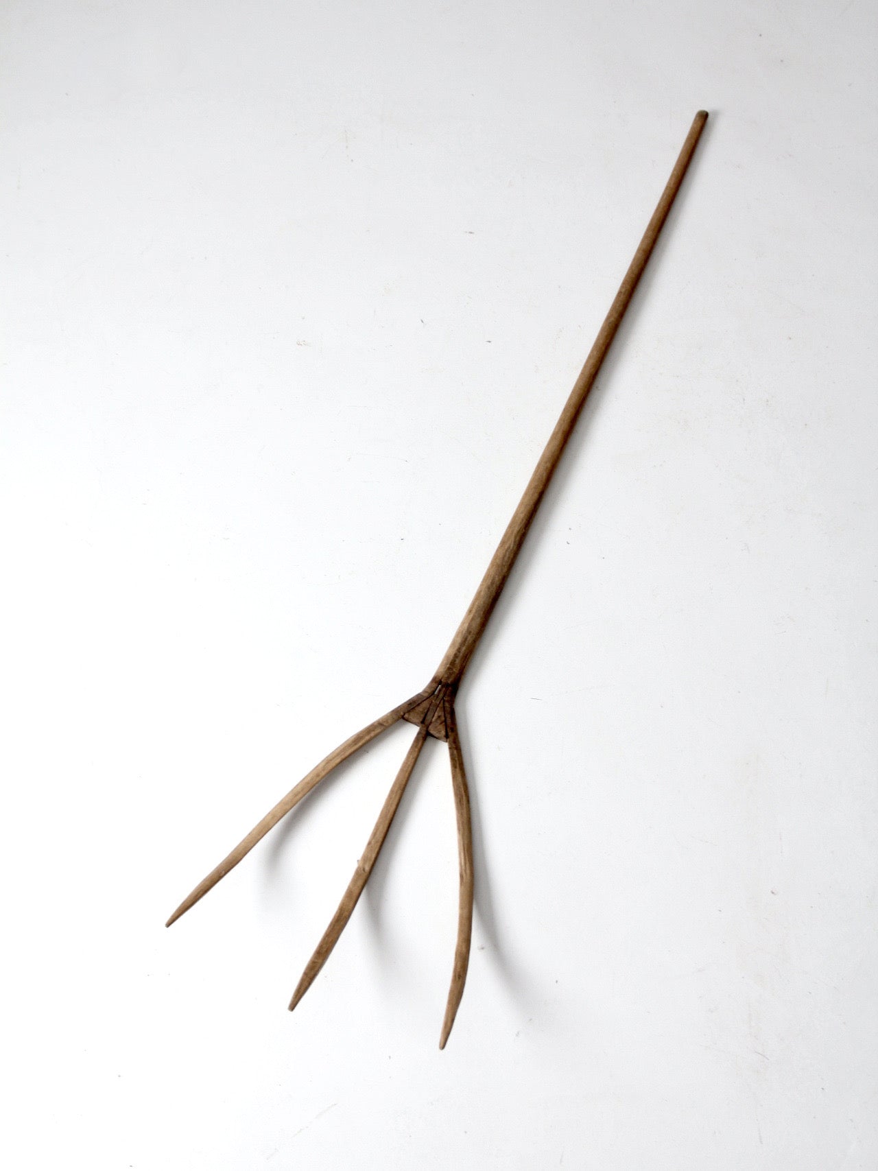 antique primitive wooden hay fork