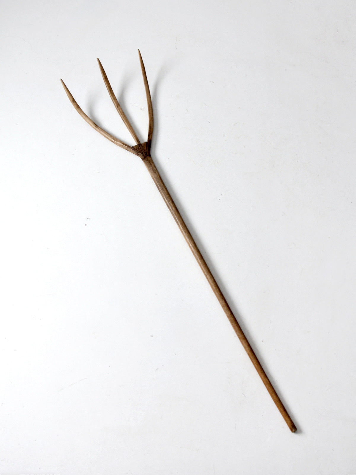 antique primitive wooden hay fork
