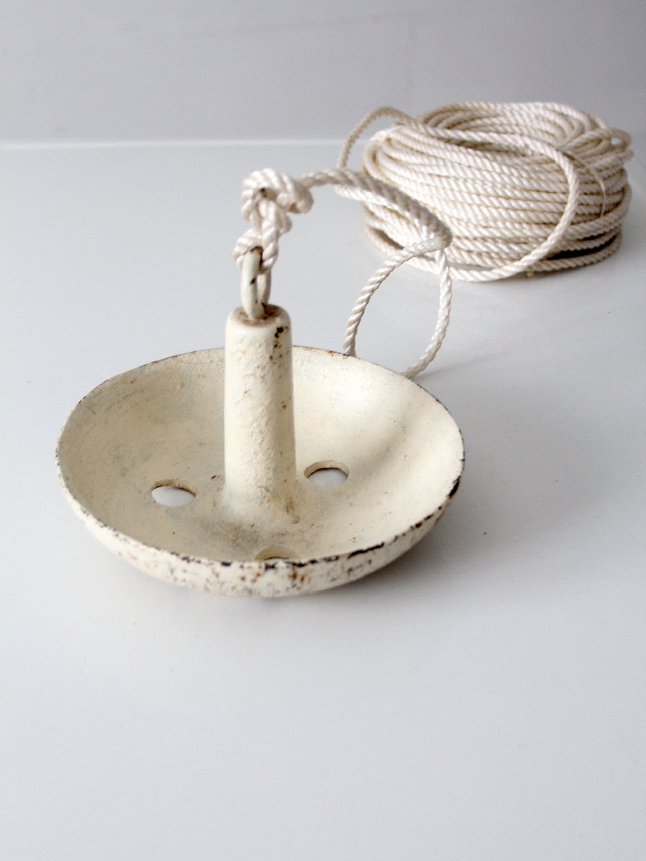 vintage cast iron mushroom boat anchor with rope