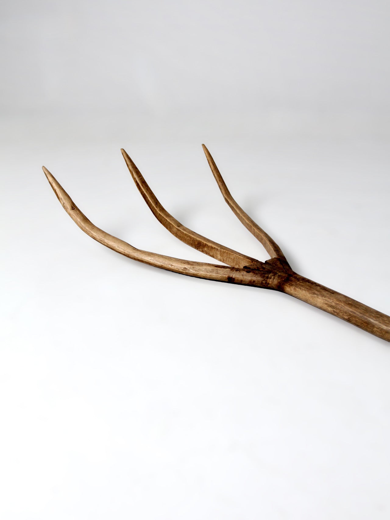 antique primitive wooden hay fork