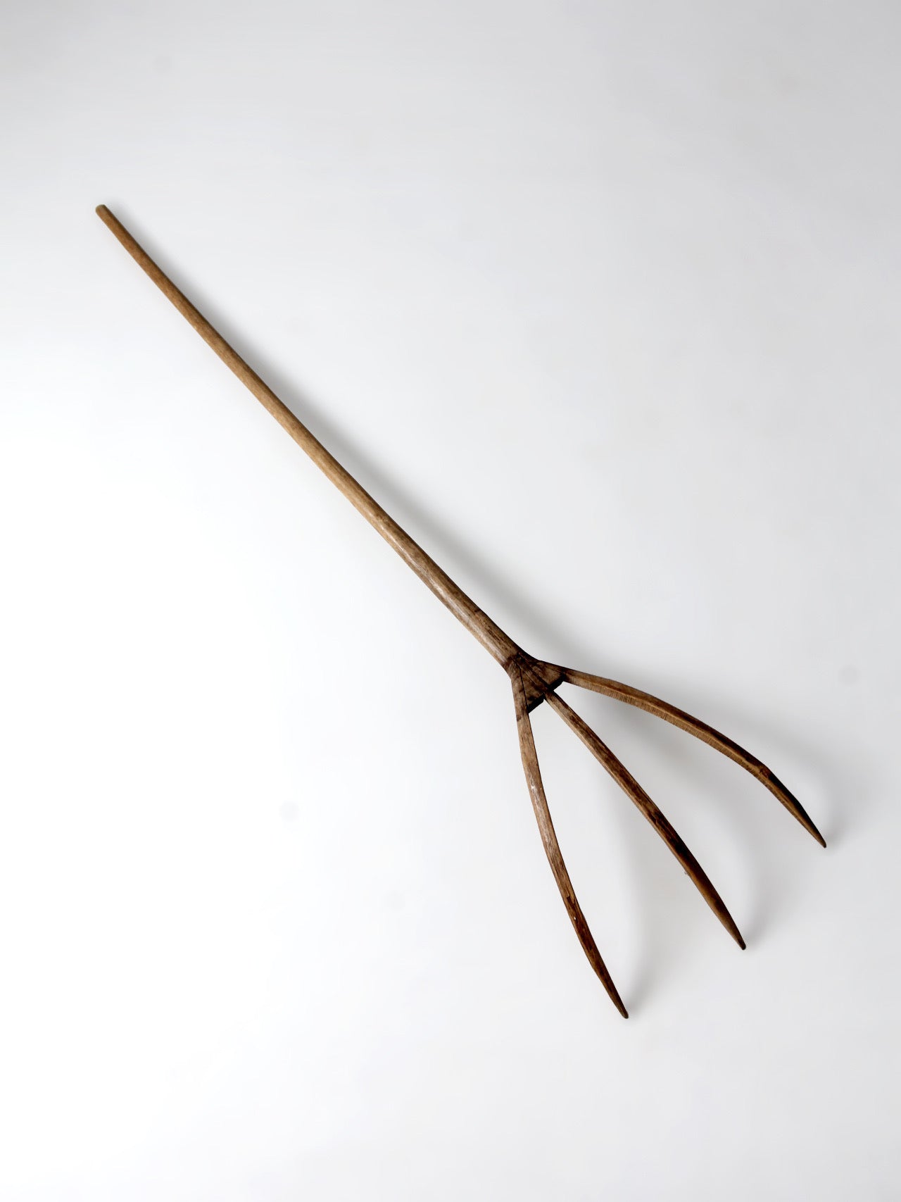 antique primitive wooden hay fork