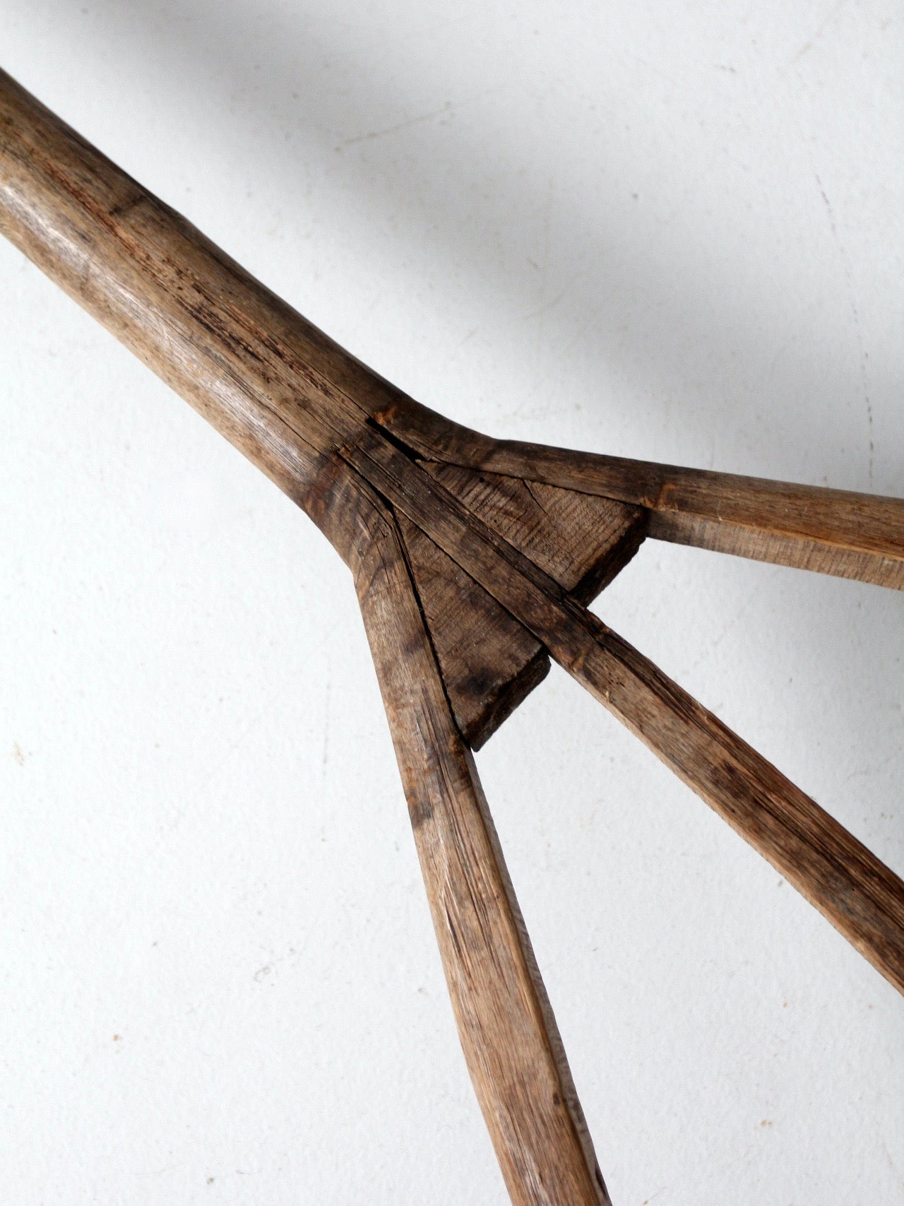 antique primitive wooden hay fork