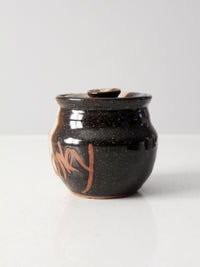 vintage 70s studio pottery honey pot