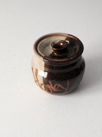 vintage 70s studio pottery honey pot