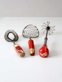 vintage red-handled whisk collection