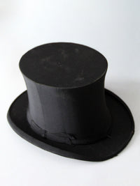 antique 1910s Chestergate English black silk top hat