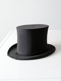 antique 1910s Chestergate English black silk top hat