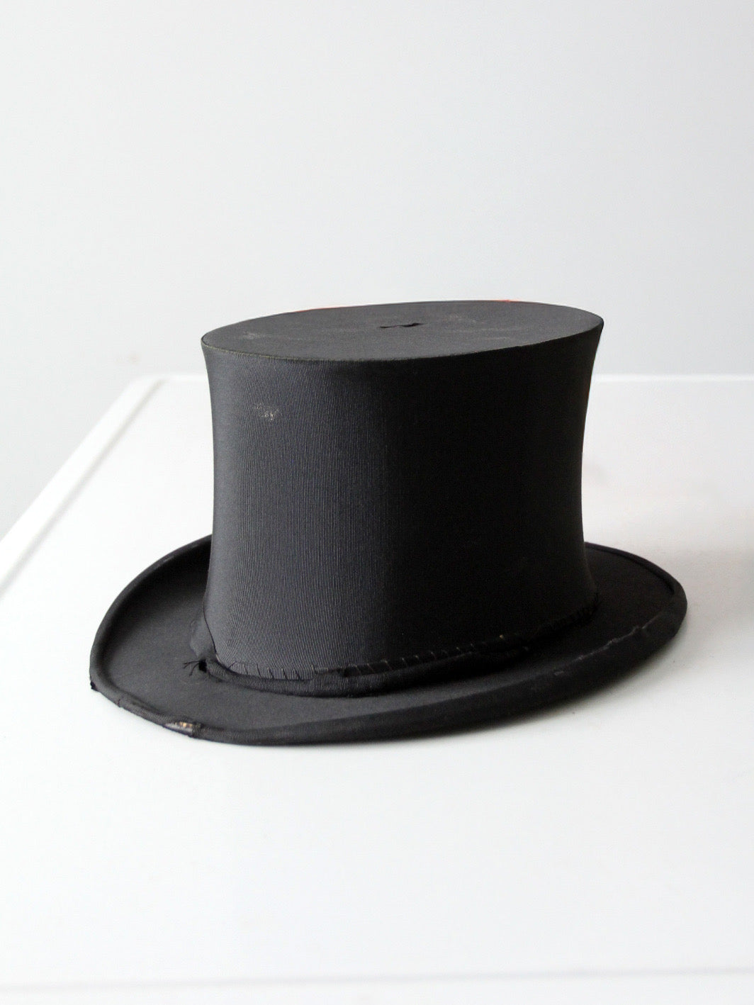 antique 1910s Chestergate English black silk top hat