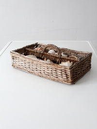 vintage divided wicker gathering basket