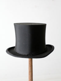 antique 1910s Chestergate English black silk top hat