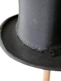 antique 1910s Chestergate English black silk top hat