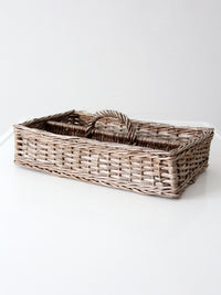 vintage divided wicker gathering basket