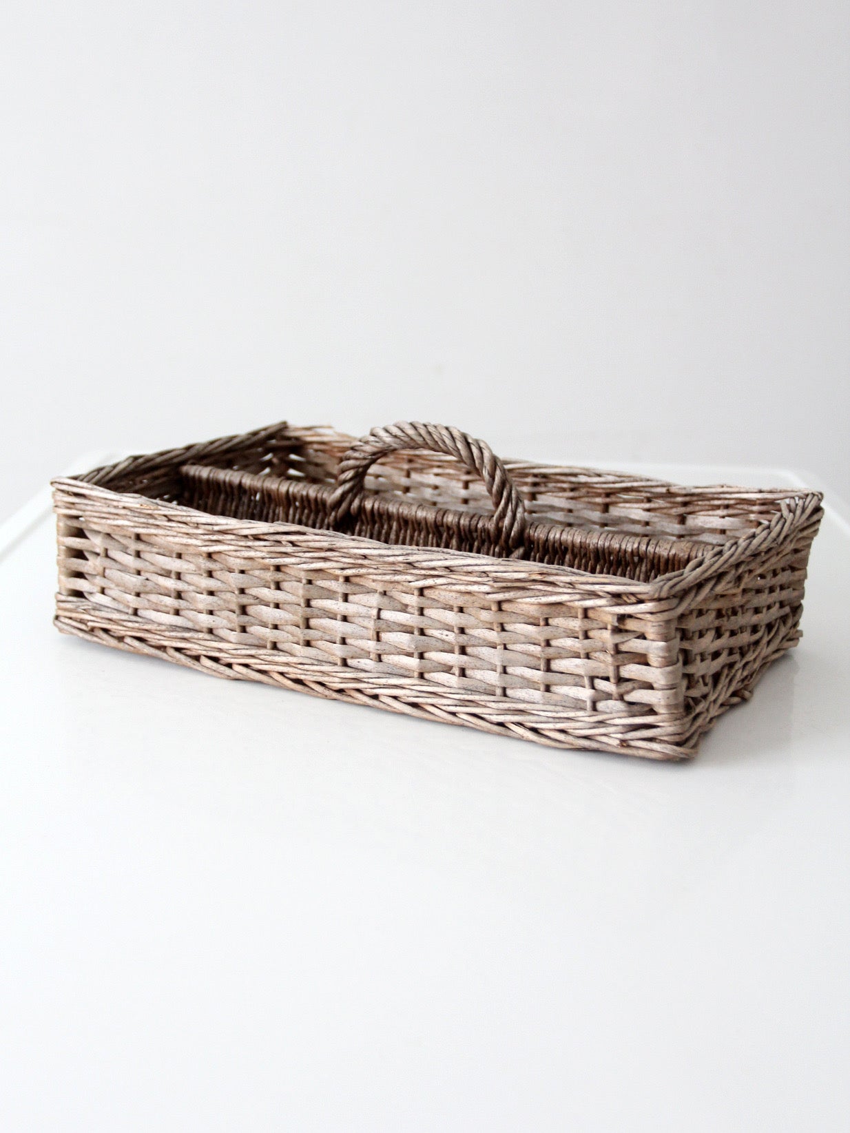 vintage divided wicker gathering basket
