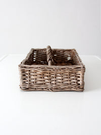 vintage divided wicker gathering basket