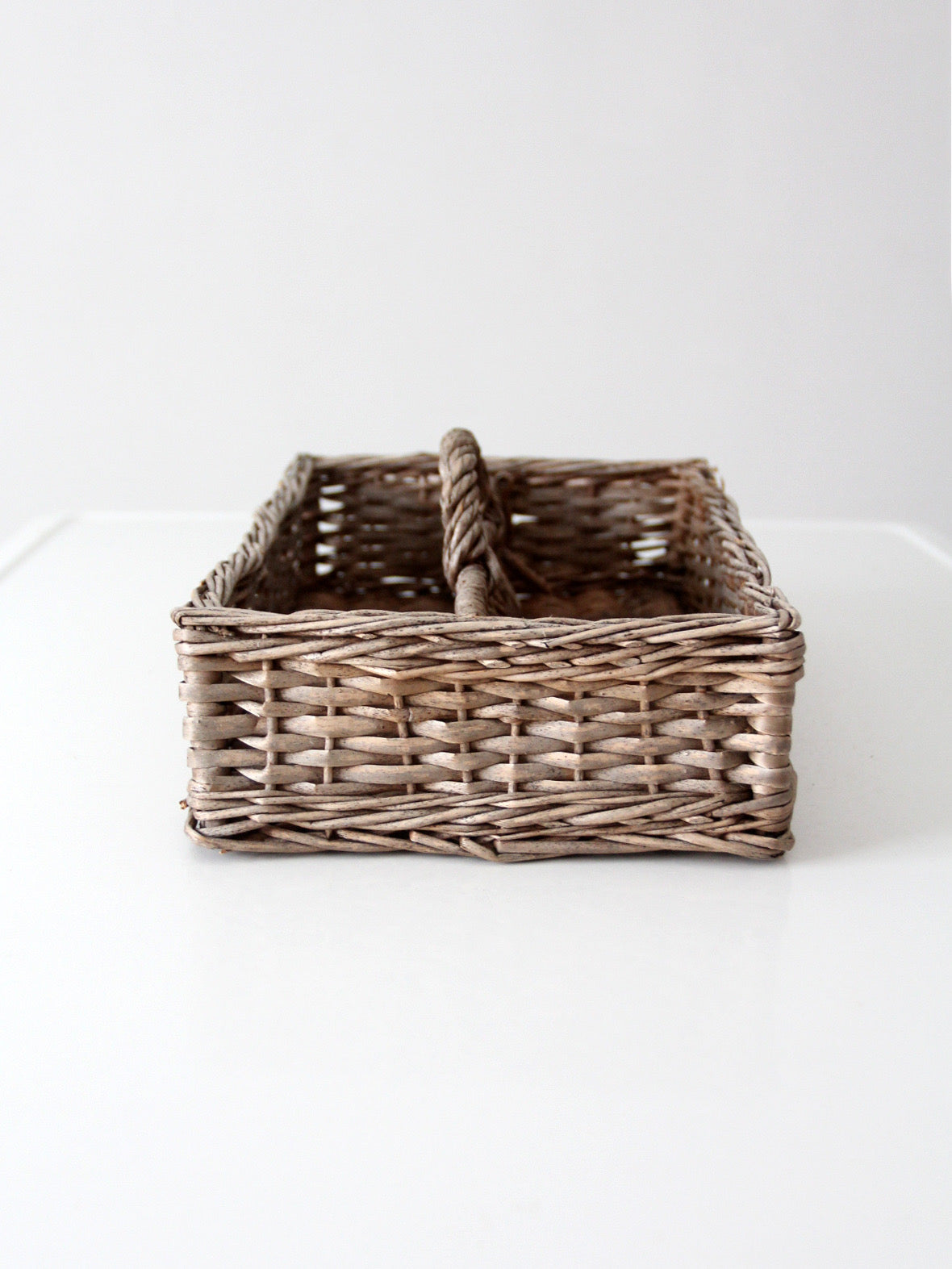 vintage divided wicker gathering basket