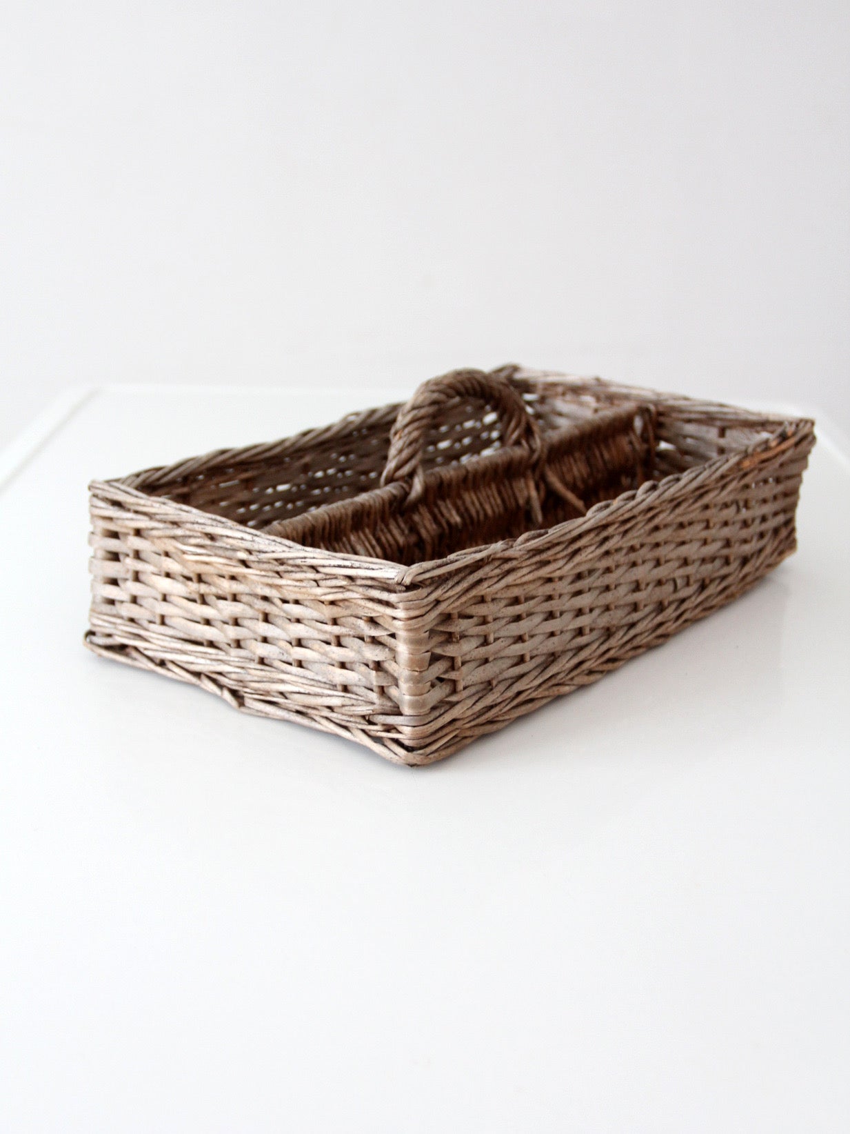 vintage divided wicker gathering basket