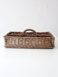 vintage divided wicker gathering basket
