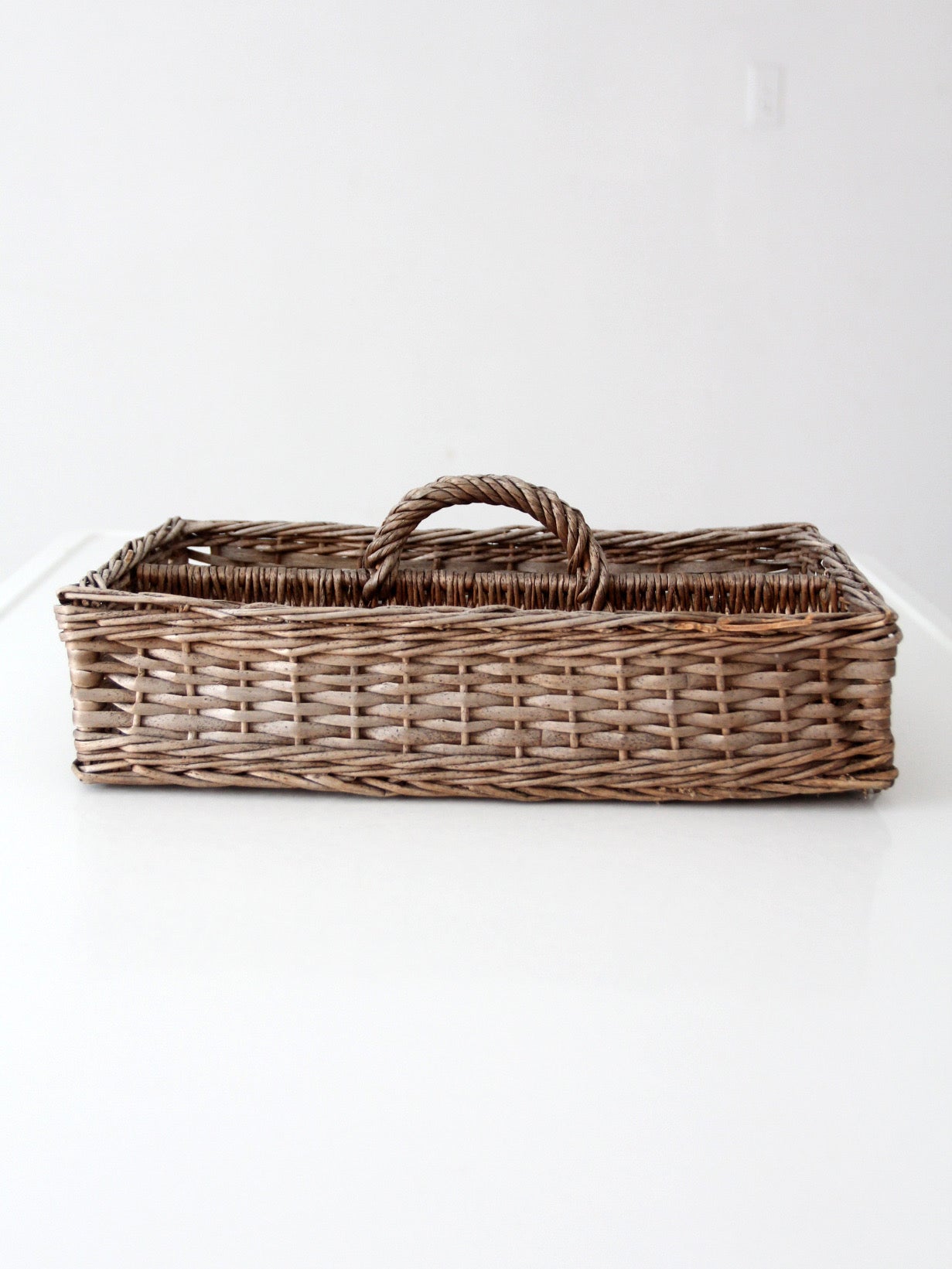 vintage divided wicker gathering basket