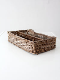 vintage divided wicker gathering basket