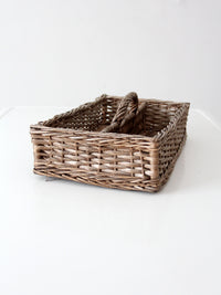 vintage divided wicker gathering basket