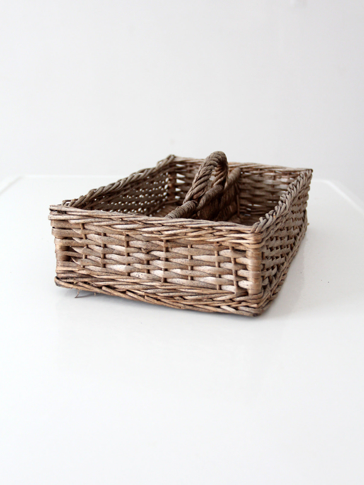 vintage divided wicker gathering basket