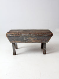 antique primitive painted wood bench stool