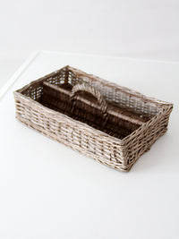 vintage divided wicker gathering basket