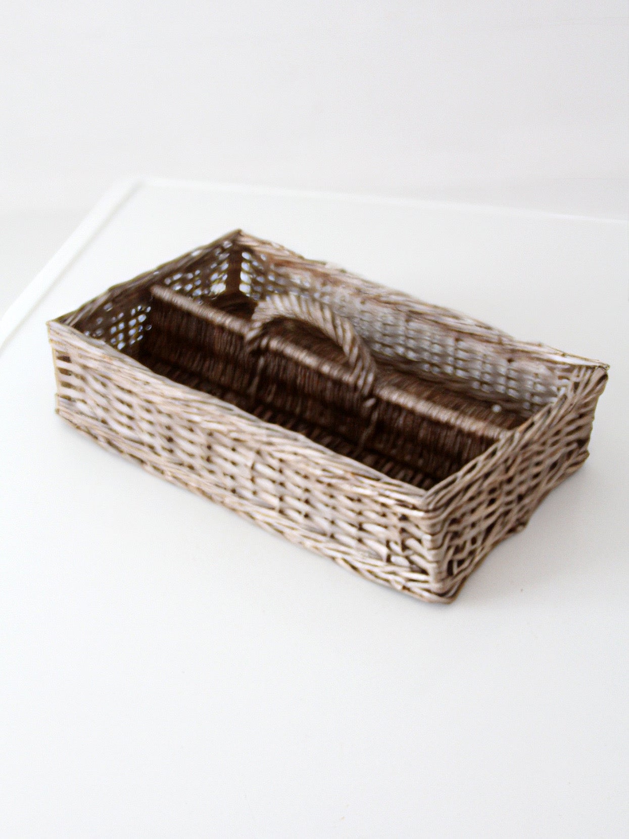 vintage divided wicker gathering basket