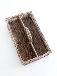 vintage divided wicker gathering basket