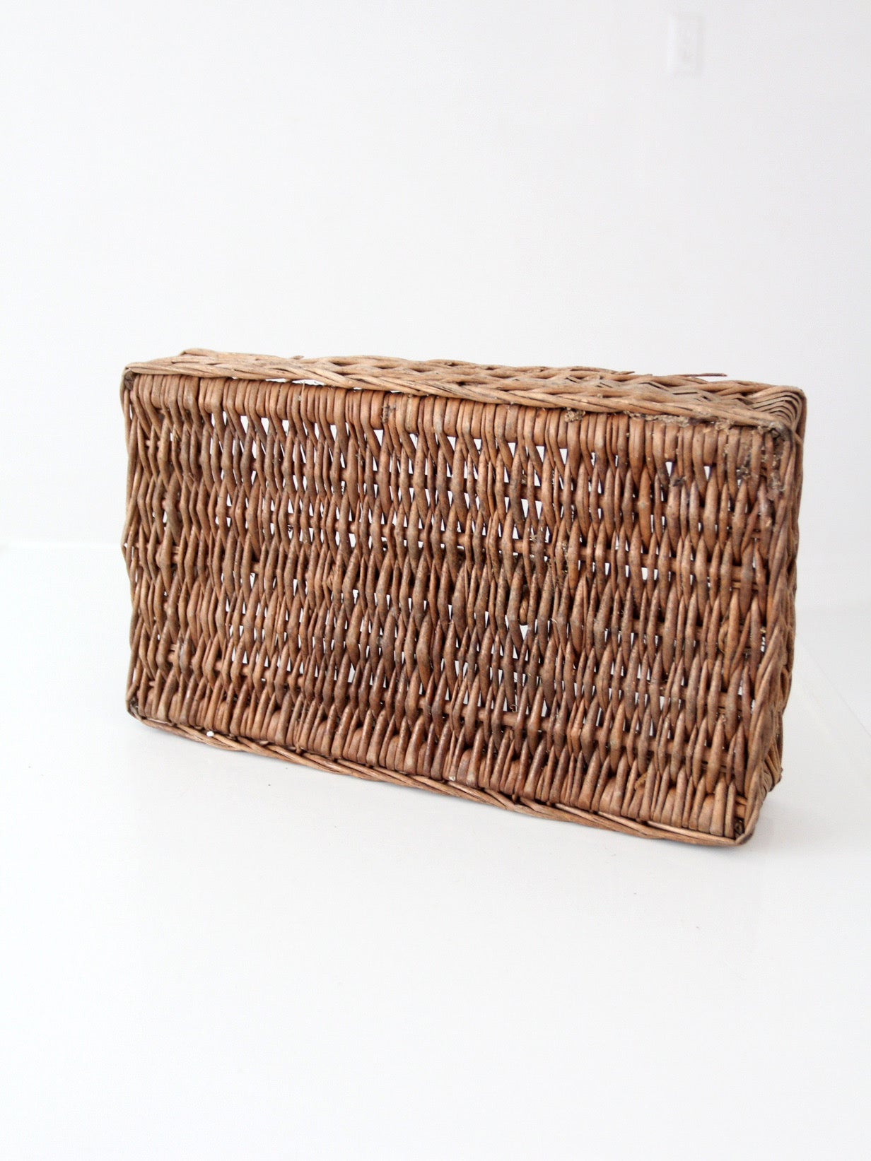 vintage divided wicker gathering basket