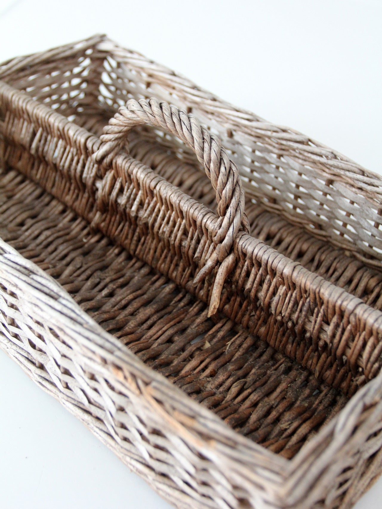 vintage divided wicker gathering basket
