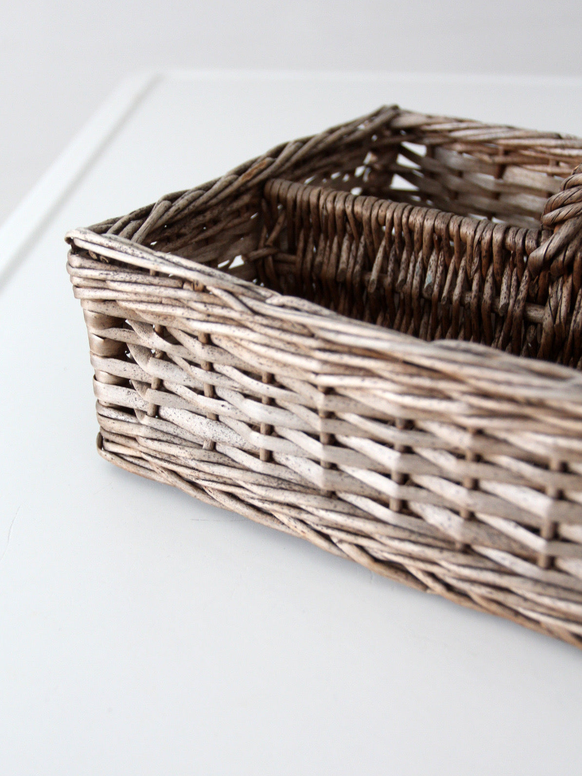 vintage divided wicker gathering basket