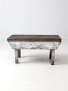antique primitive painted wood bench stool