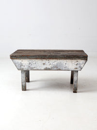 antique primitive painted wood bench stool
