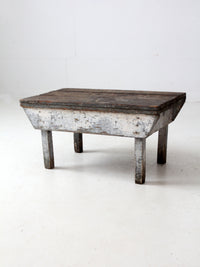antique primitive painted wood bench stool