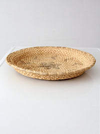 vintage handwoven Southwestern basket tray