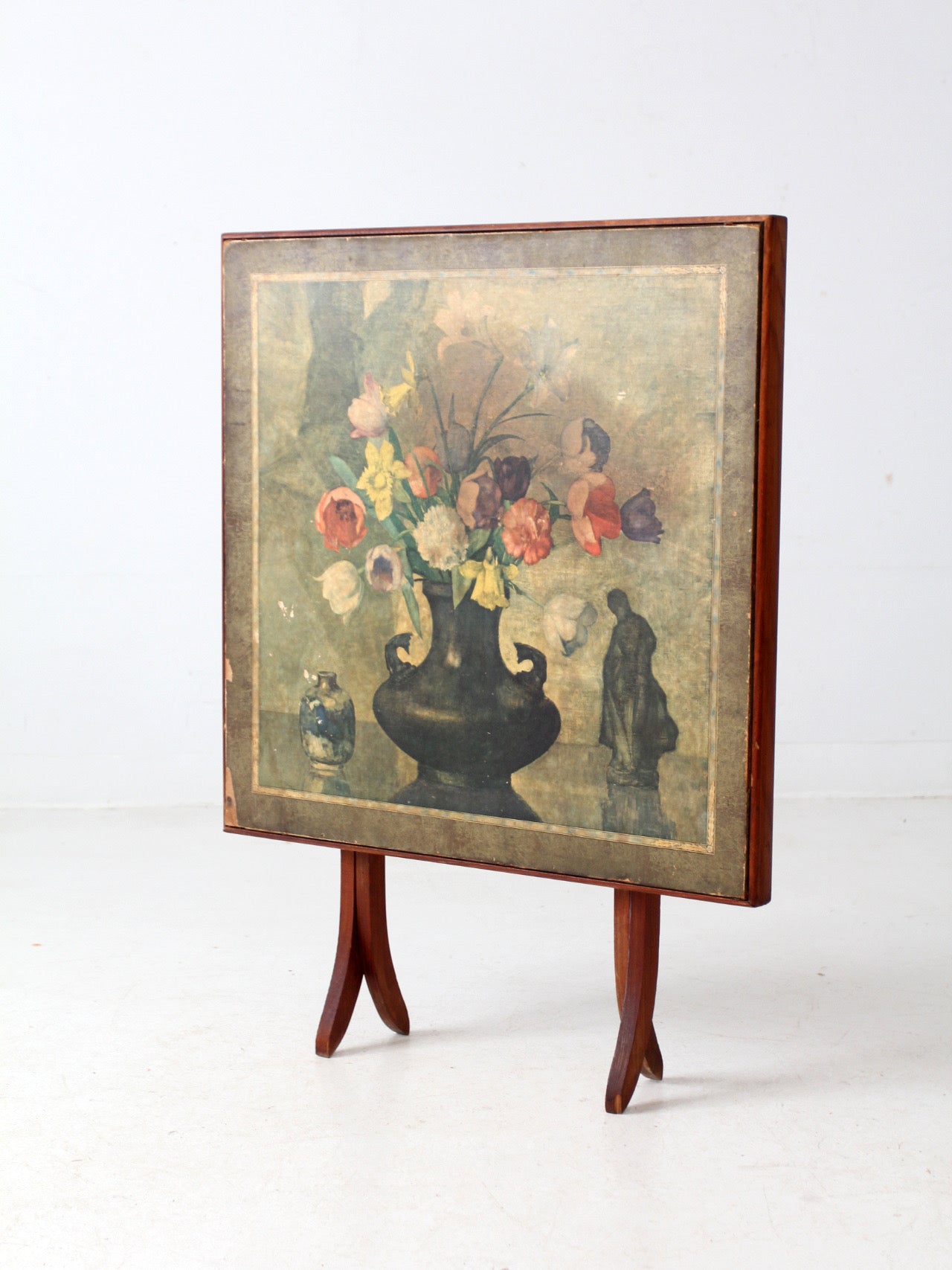 vintage tilt-top table with floral still life, circa 1940s – 86