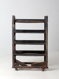 antique industrial wood factory rack