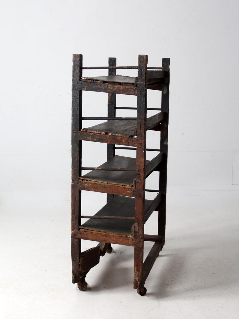 Workshop Factory Rack antique industrial wood factory rack – 86 Vintage