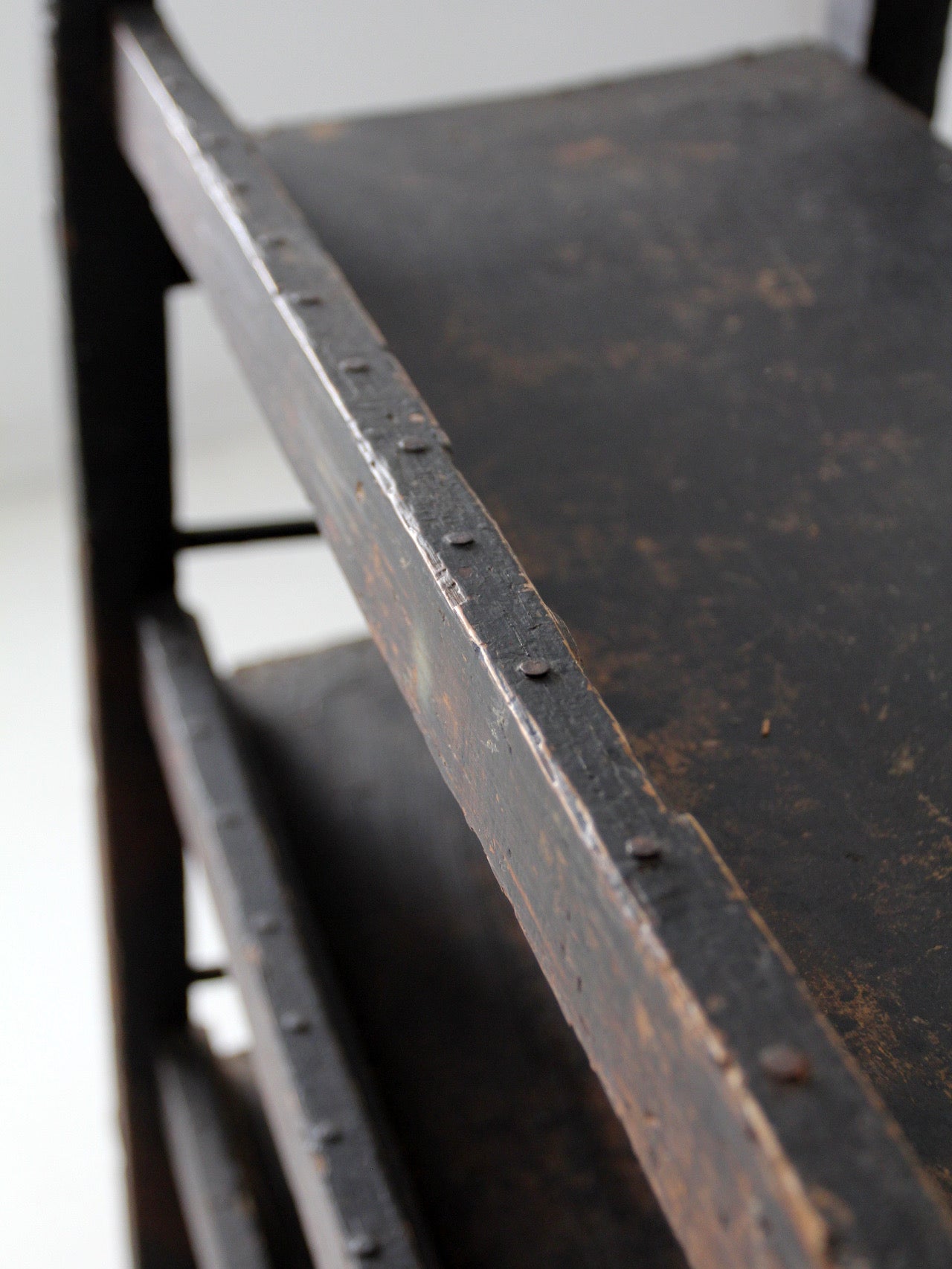 antique industrial wood factory rack