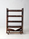 antique industrial wood factory rack